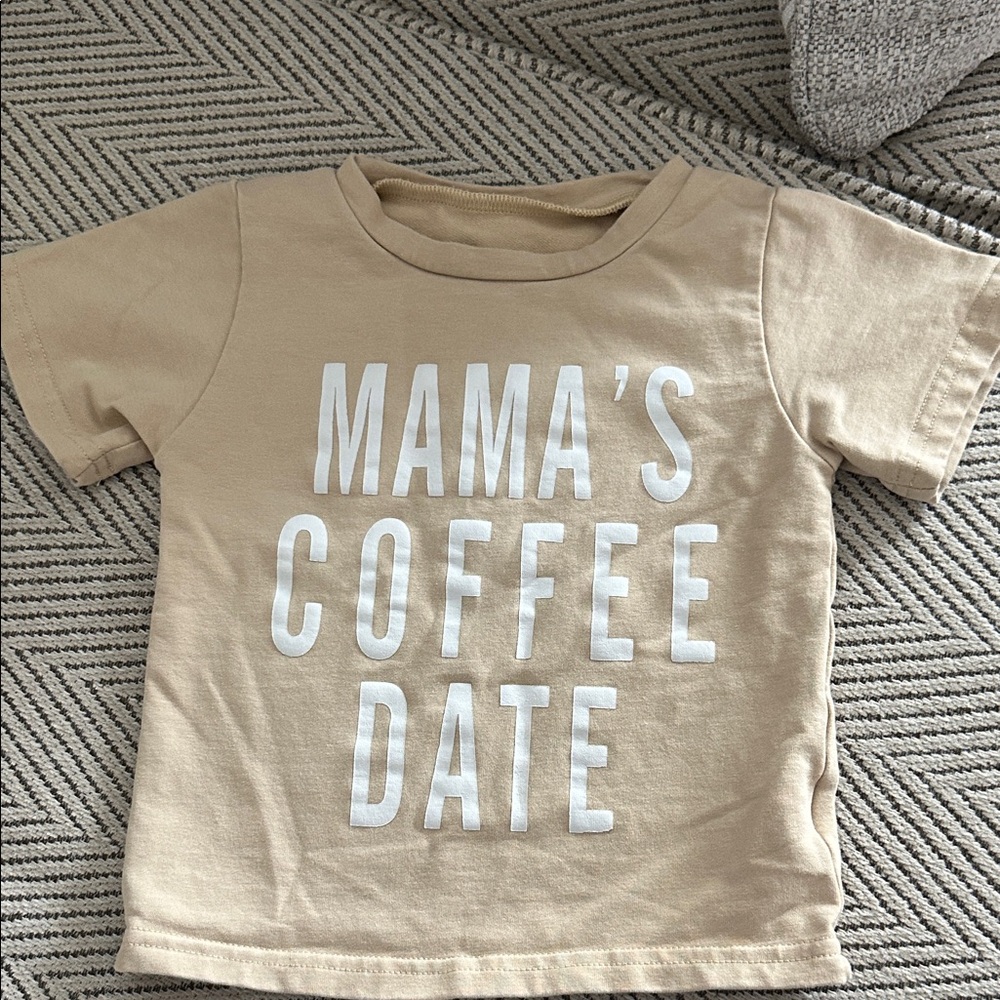 Tan Kids Shirt - "Mama's Coffee Date"